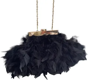 Crossbody Bag Plush Feather Clutch Purse Evening Bag Wedding Bag Handbag Purse Detachable Chain Shoulder Bag