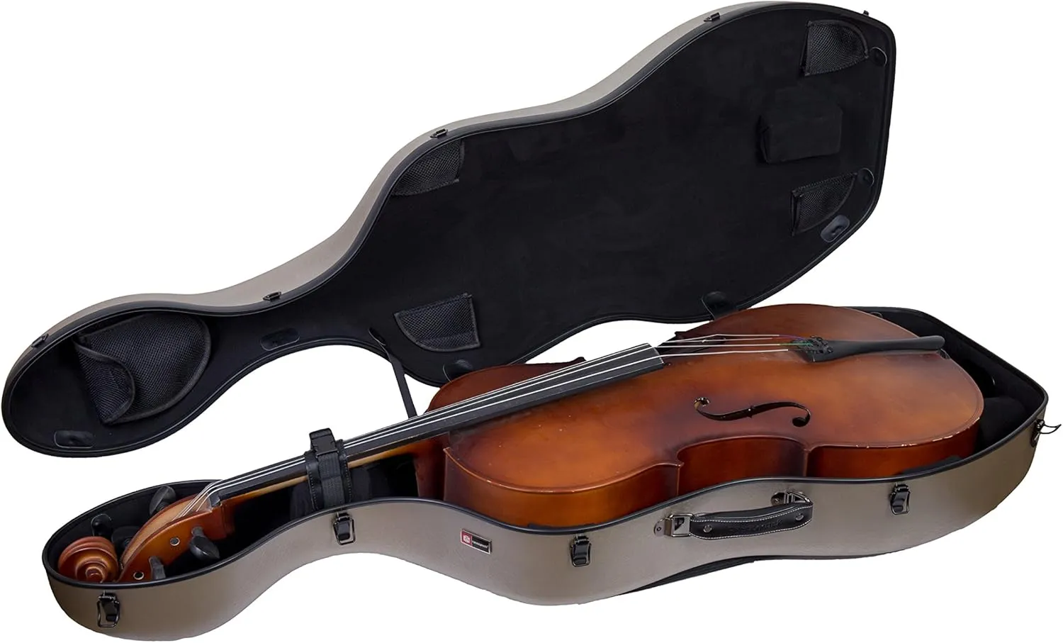 Crossrock Poly Carbon Cello Case for 4/4 Full-Size | Matte Champagne Finish, Wheels, Lightweight & Durable – Best for School Orchestra & Student Musicians