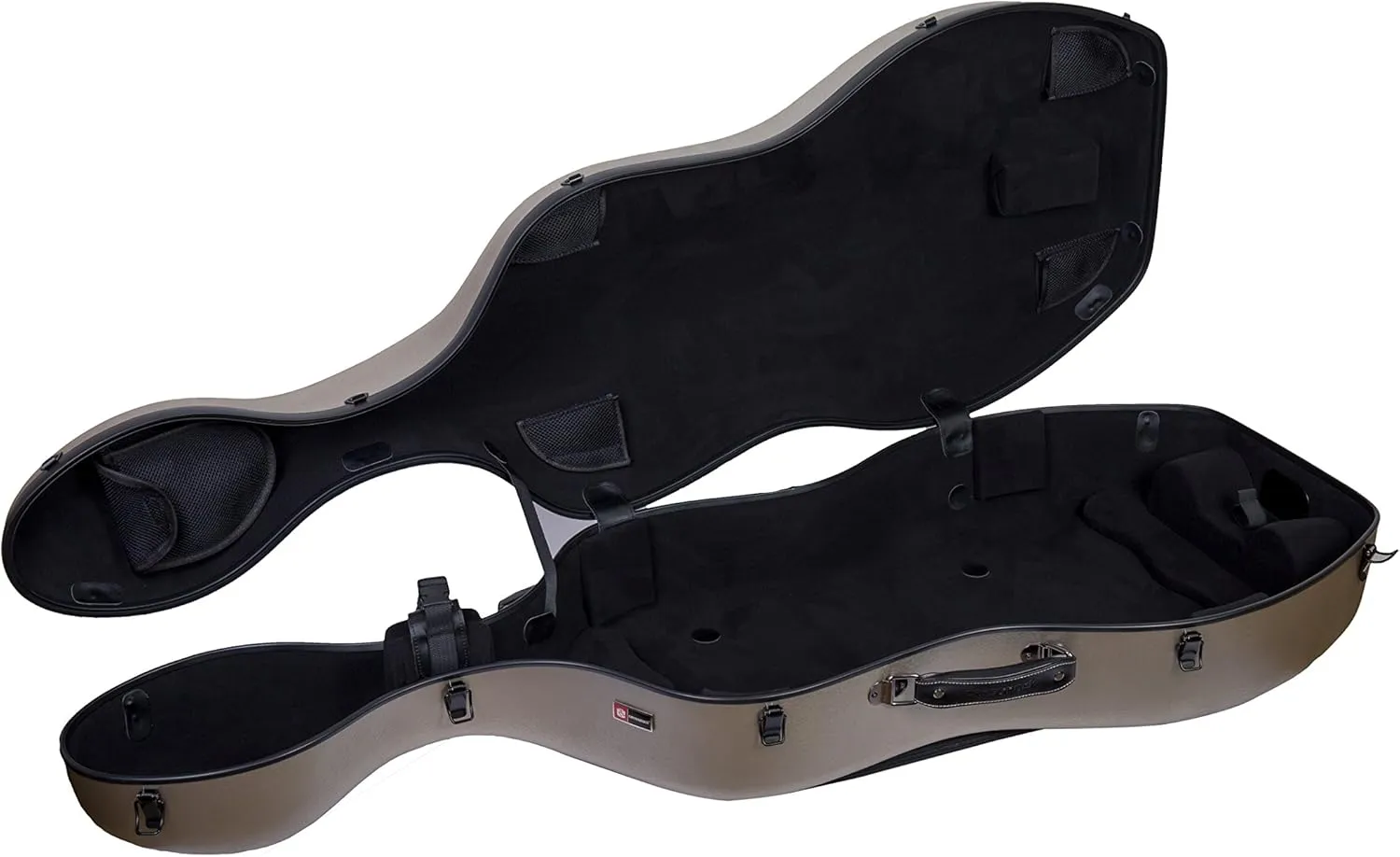 Crossrock Poly Carbon Cello Case for 4/4 Full-Size | Matte Champagne Finish, Wheels, Lightweight & Durable – Best for School Orchestra & Student Musicians