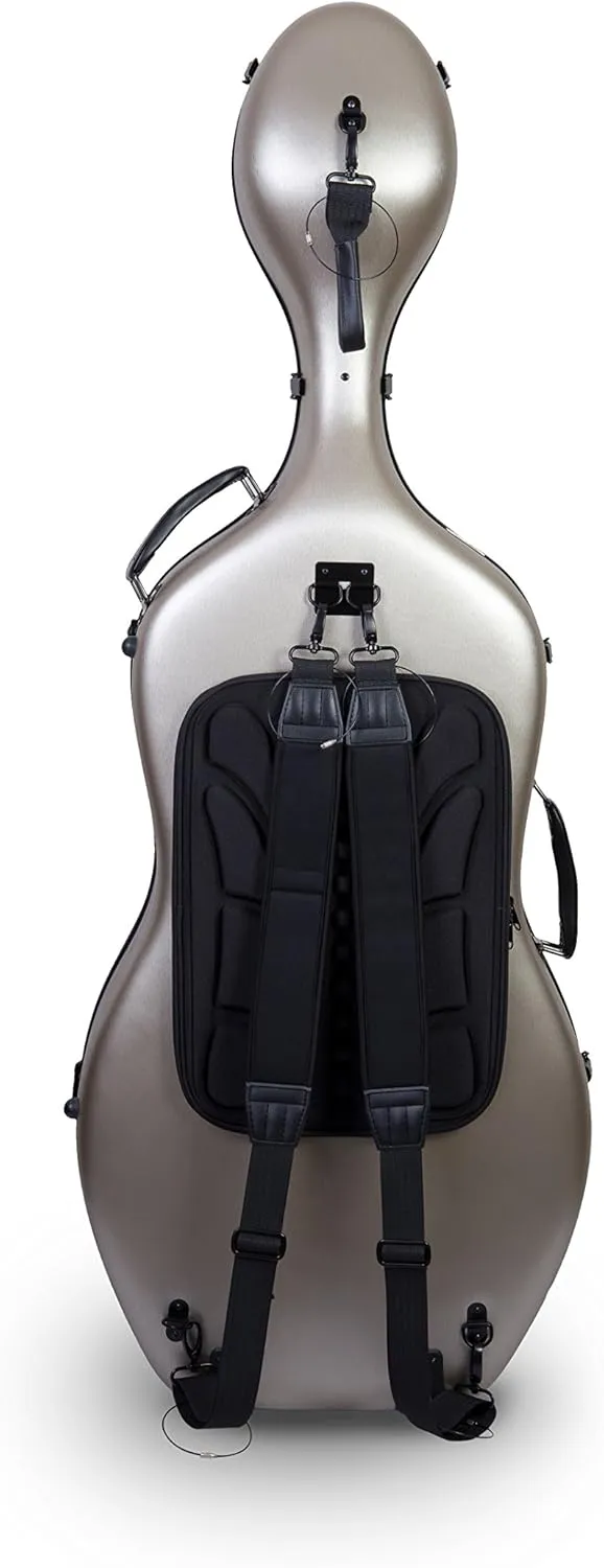 Crossrock Poly Carbon Cello Case for 4/4 Full-Size | Matte Champagne Finish, Wheels, Lightweight & Durable – Best for School Orchestra & Student Musicians
