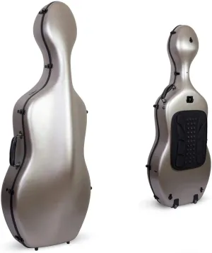 Crossrock Poly Carbon Cello Case for 4/4 Full-Size | Matte Champagne Finish, Wheels, Lightweight & Durable – Best for School Orchestra & Student Musicians