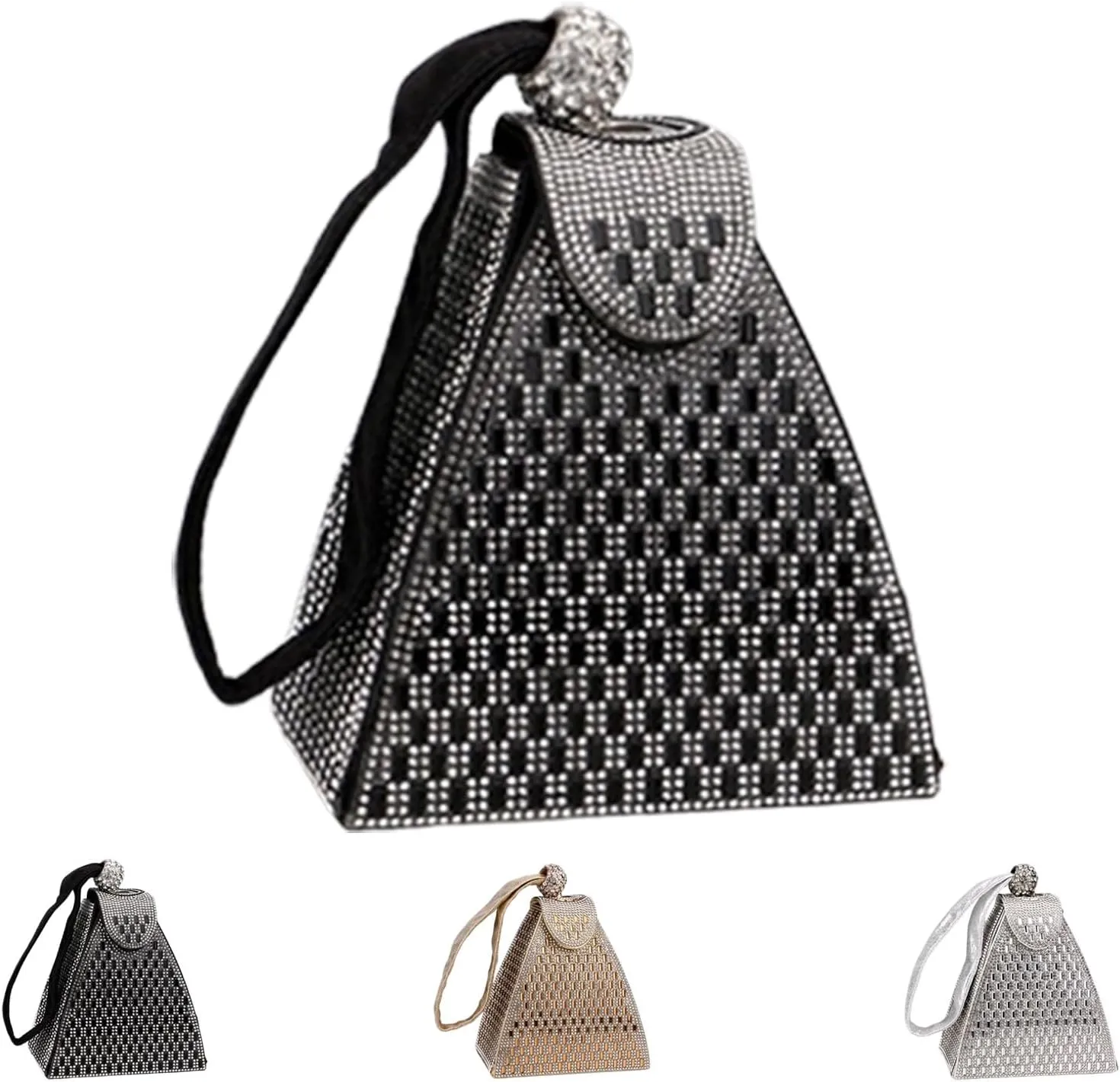 Crystal Pyramid Handbag,Rhinestones Luxury Evening Bags,Pyramid Shape Rhinestones Luxury Evening Bags