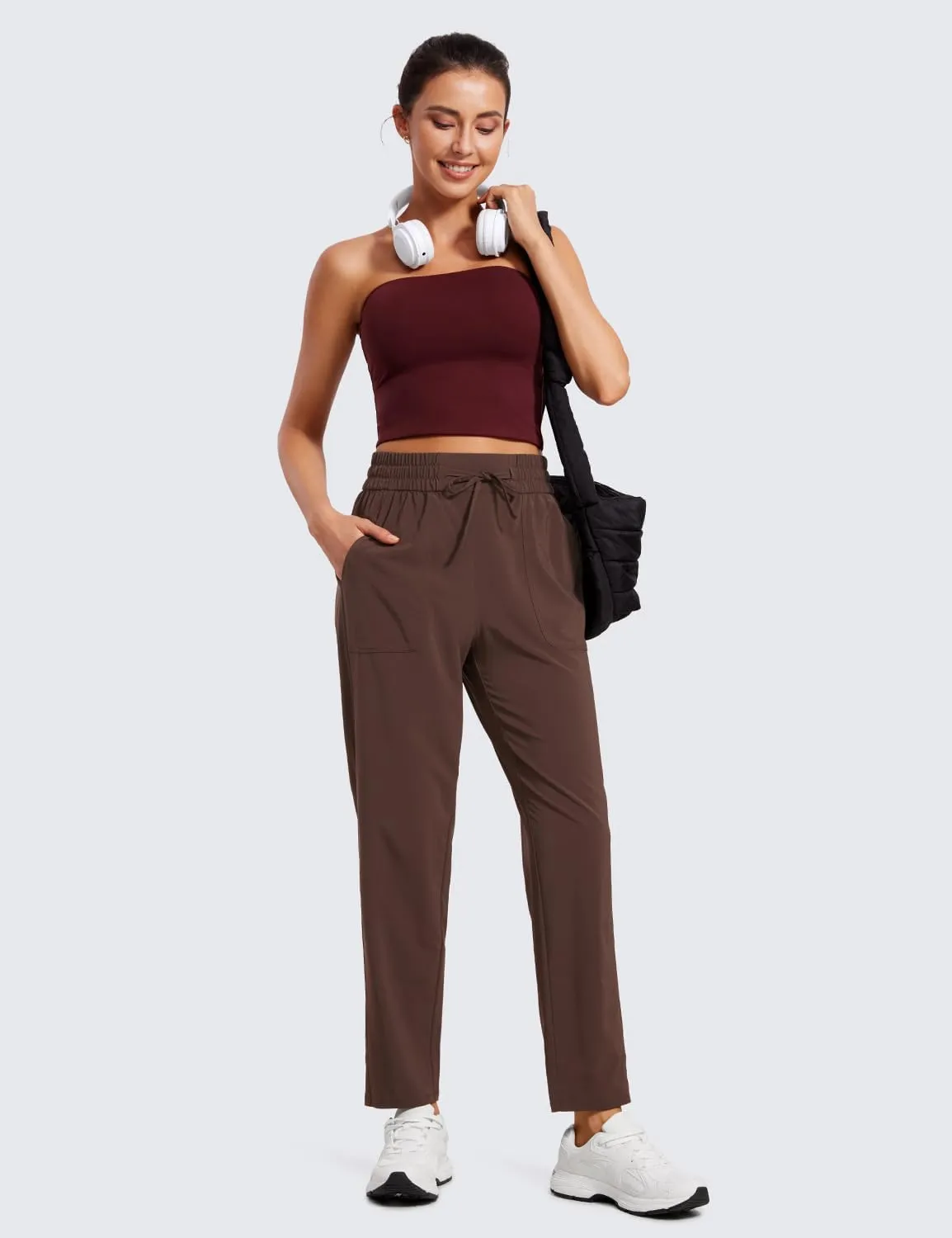 CRZ YOGA Lightweight Ankle Pants for Women 7/8 Casual Lounge Travel Work Trousers with Pockets