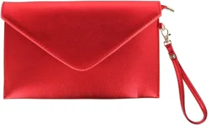 CTM® Women's Glossy Metallic Envelope Wristlet Clutch Handbag