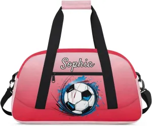 Custom Name Sports Bag, Personalized Balls Sports Gym Duffel Bag, Travel Weekender Tote Carry-On Training Perform Bag, Red Gradient