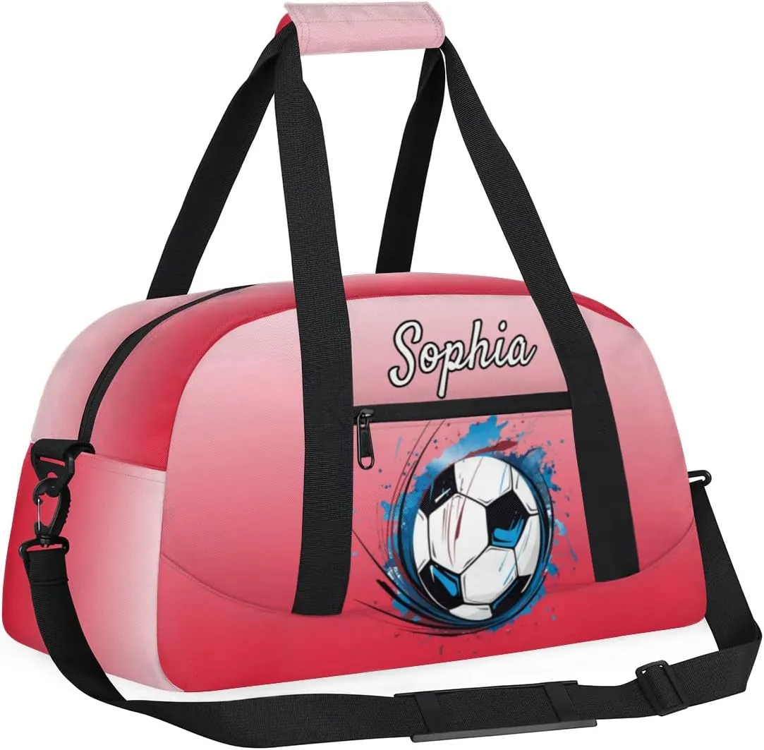 Custom Name Sports Bag, Personalized Balls Sports Gym Duffel Bag, Travel Weekender Tote Carry-On Training Perform Bag, Red Gradient