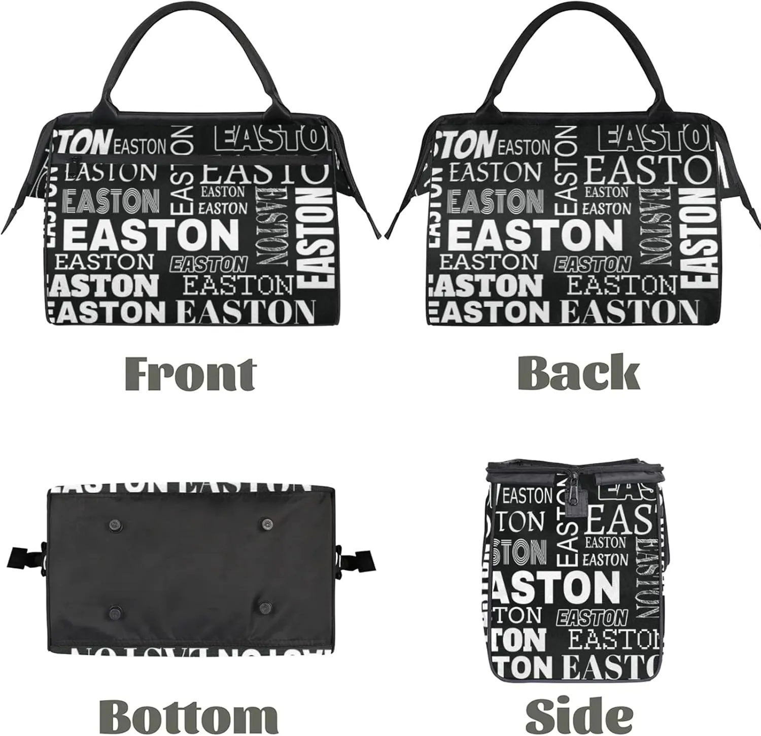 Custom Sport Gym Duffel Bag with Name Personalized Travel Overnight Bag Waterproof Customized Dance Bag Carry-On Tote 15.2in, Black