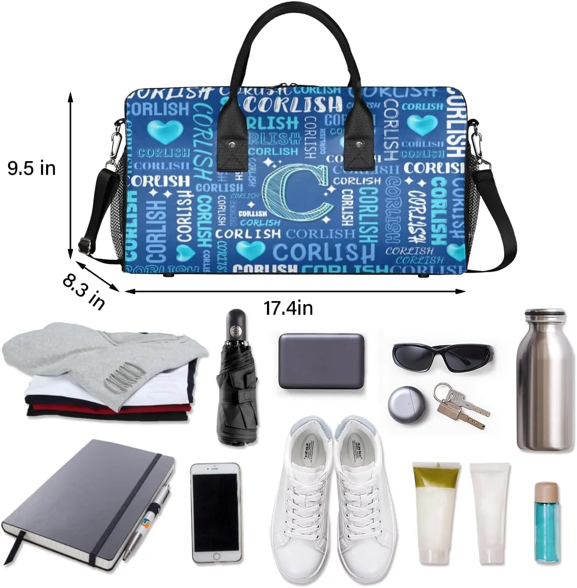 Custom Sports Tote Duffle Bag for Women Men Weekender Travel Bag Carry on Overnight for Sports Hospital Camping Gym