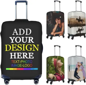 Customized Travel Luggage Cover Personalized Add Your Photo Logo Name Protective Film Printing Elastic Washable Small 18-21 Inch