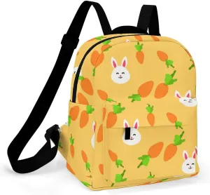Cute Bunny And Carrot Pattern Backpack Shoulders Bag Sports Backpack for Party Business Travel