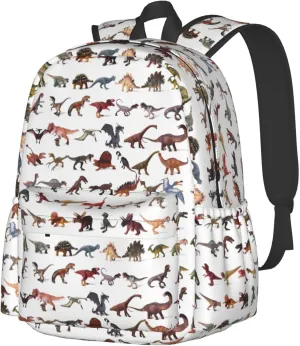 Cute Colorful Dinosaur Park Laptop Backpack Shoulder Bag Laptop Pack Travel Backpacks Commuter Back Pack Casual Daypack Bags With Side Pockets