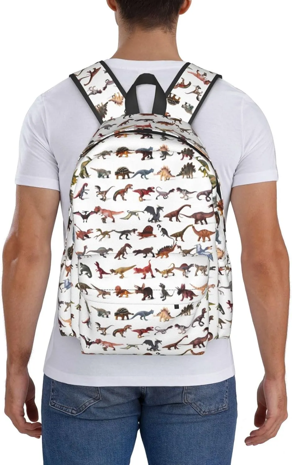 Cute Colorful Dinosaur Park Laptop Backpack Shoulder Bag Laptop Pack Travel Backpacks Commuter Back Pack Casual Daypack Bags With Side Pockets
