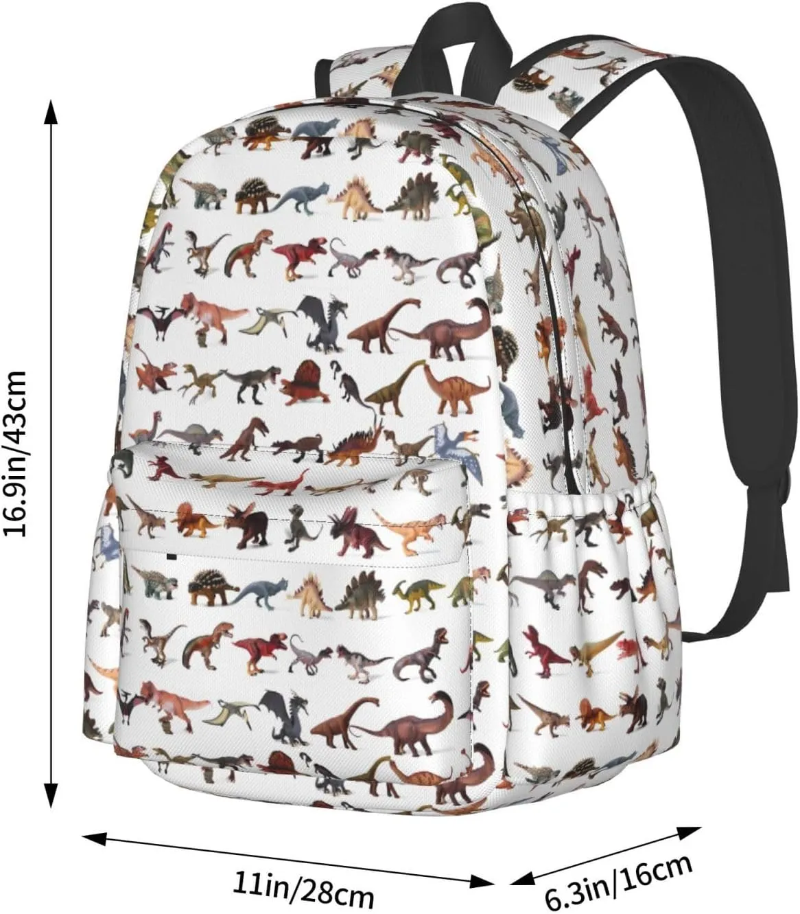 Cute Colorful Dinosaur Park Laptop Backpack Shoulder Bag Laptop Pack Travel Backpacks Commuter Back Pack Casual Daypack Bags With Side Pockets