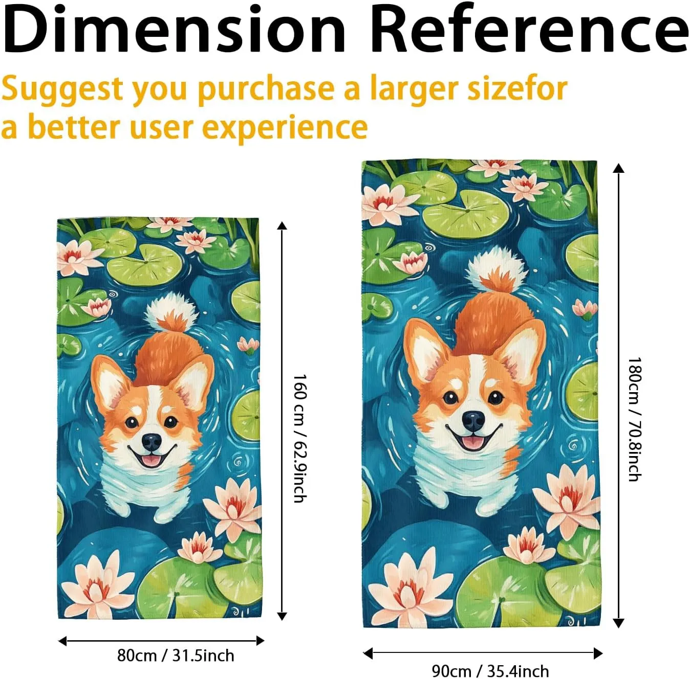 Cute Corgi Teal Beach Towel Microfiber Quick Dry Absorbent Sand Free Lightweight Towel, Perfect for Pool Gym Outdoor Travel Picnic Essentials 62x31 Inch