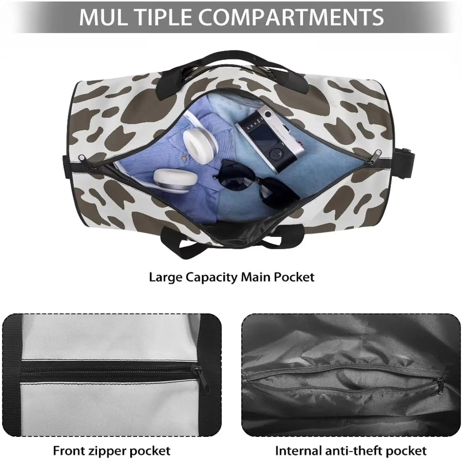 Cute Dogs Print Carry On Bag, Large Travel Duffle Bag, Wrinkle-Resistant and Wear-Resistant Tote Bag for Travel, Sports, Camping