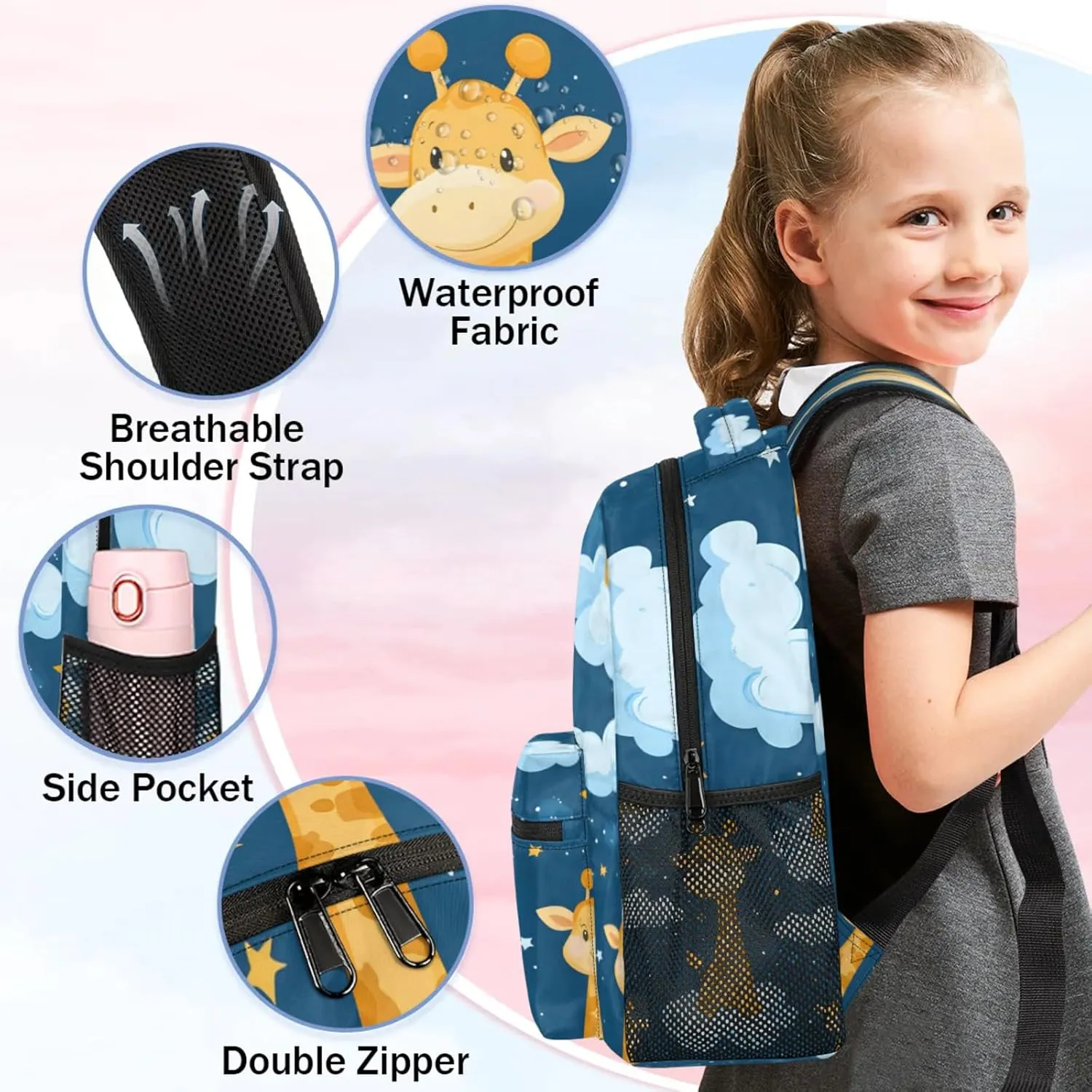 Cute Giraffe Large Backpack Fashion Travel Backpacks for Business Women Men Casual Laptop Bag Waterproof Lightweight Shoulder Bags 16in