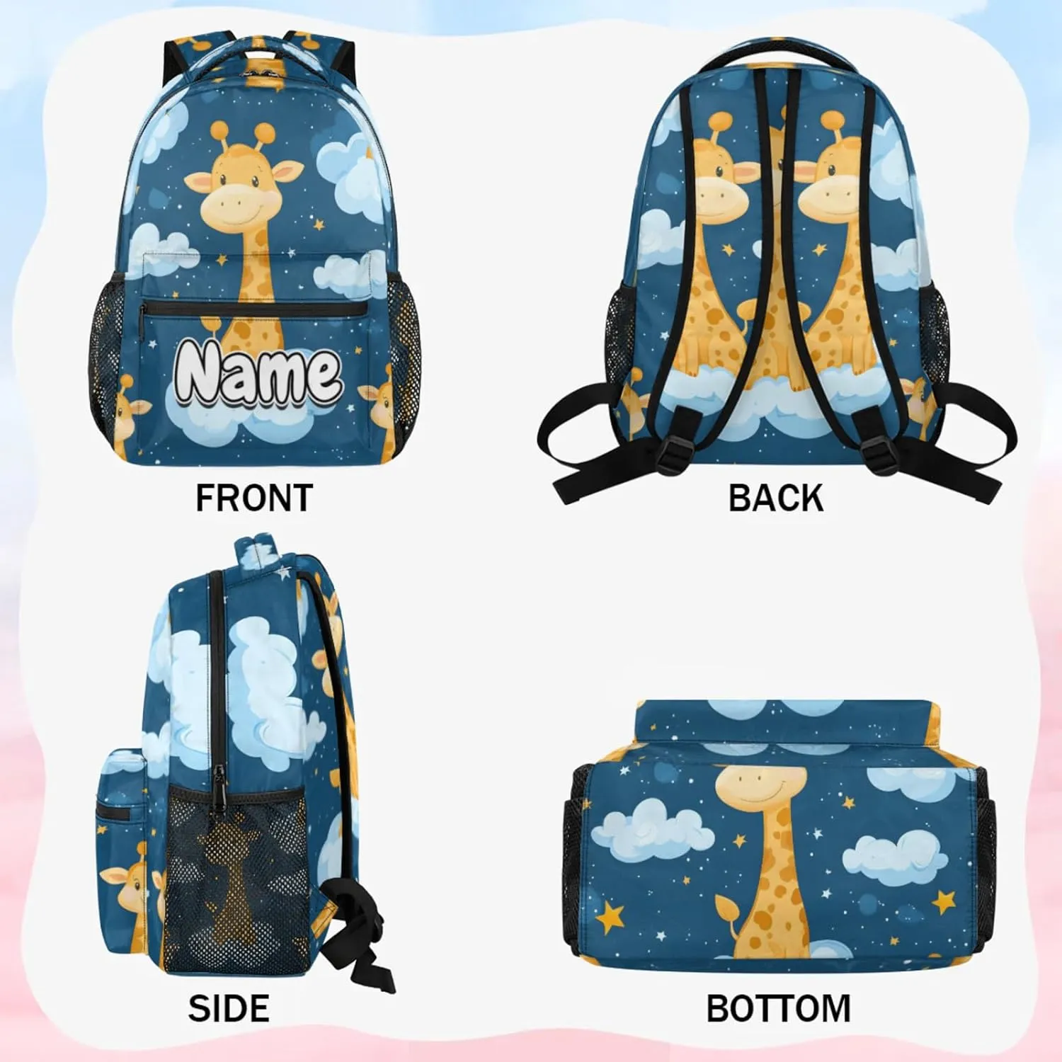 Cute Giraffe Large Backpack Fashion Travel Backpacks for Business Women Men Casual Laptop Bag Waterproof Lightweight Shoulder Bags 16in