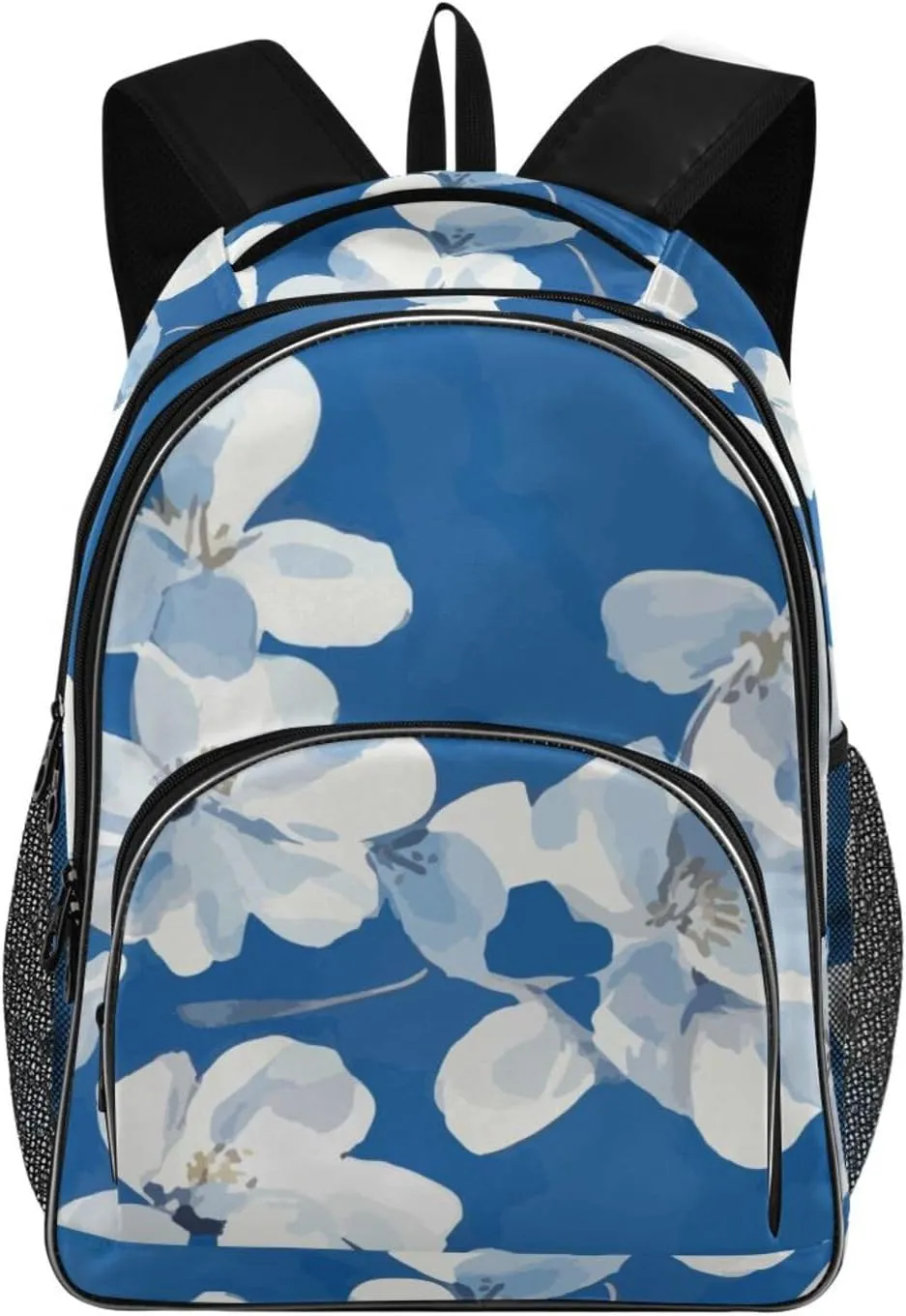Cute White Flowers Backpacks 22L Three Layer Arc Book Bag Lightweight for Travel Camping Hiking Rucksack Daypack Kids & Adults