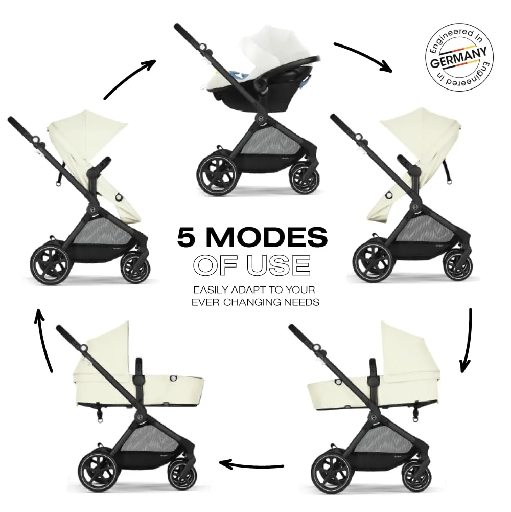 Cybex EOS 5-in-1 Travel System Stroller   Lightweight Aton G Infant Car Seat, Seashell Beige