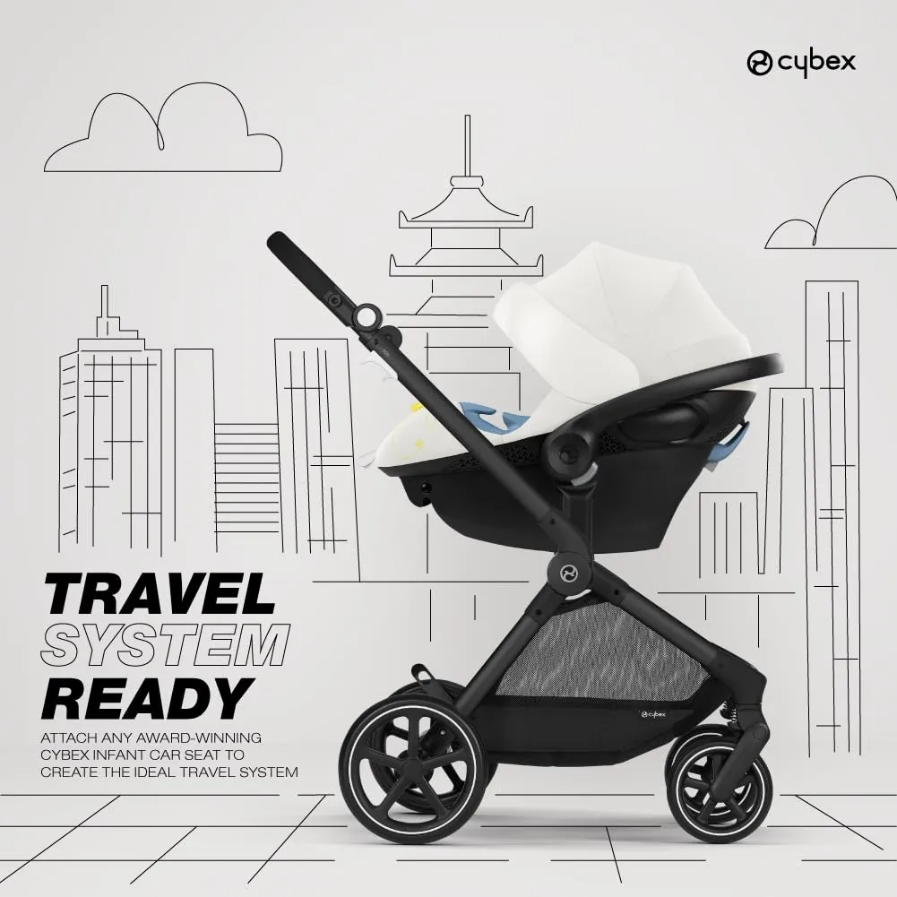 Cybex EOS 5-in-1 Travel System Stroller   Lightweight Aton G Infant Car Seat, Seashell Beige