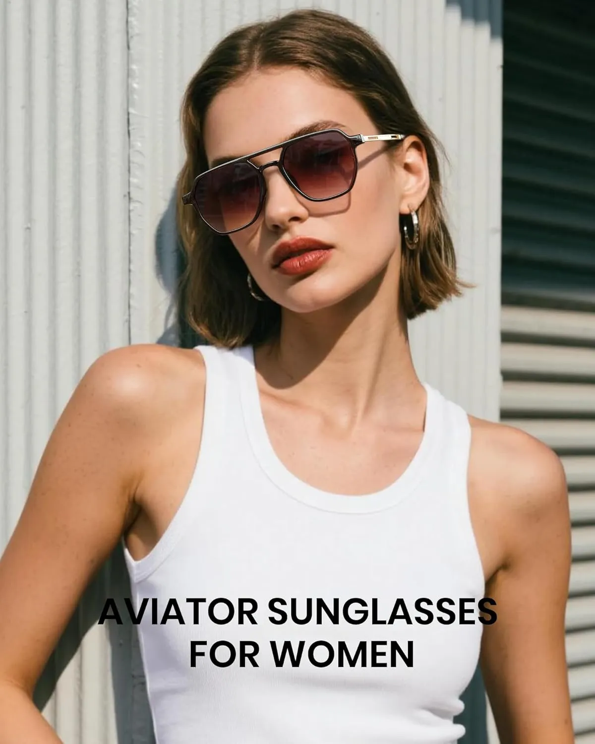 Cyxus Aviator Sunglasses for Women Trendy Shades UV Protection for Beach Music Festivals Shopping 1195