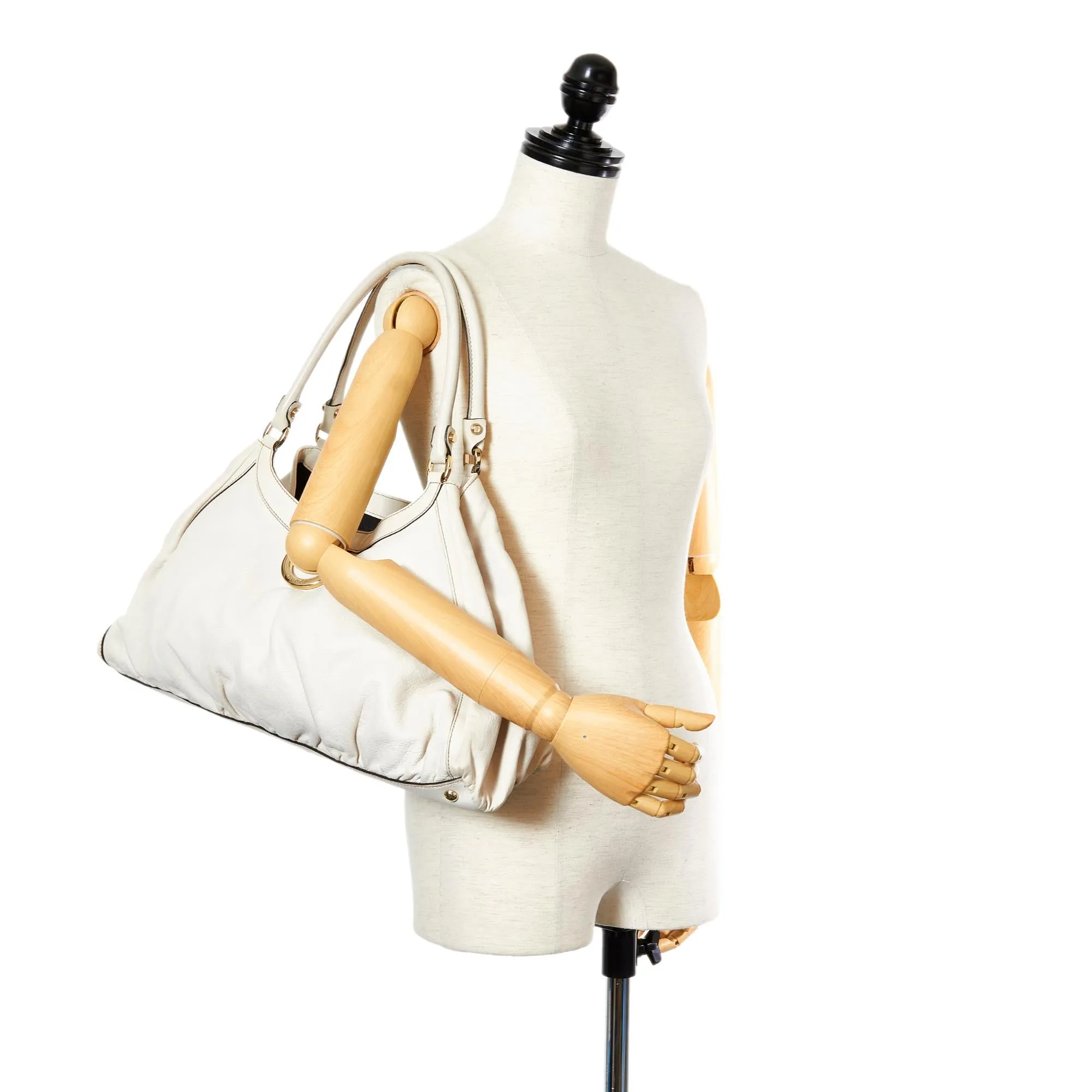 D-ring Shoulder Gucci Abbey Leather Bag Chic (SHG-25133) Heavy-duty