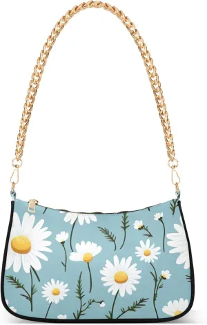 Daisy Flowers Blue Phone Wallet Purse Hobo Evening Purse Women Small Handbag Classic Shoulder Bags Formal