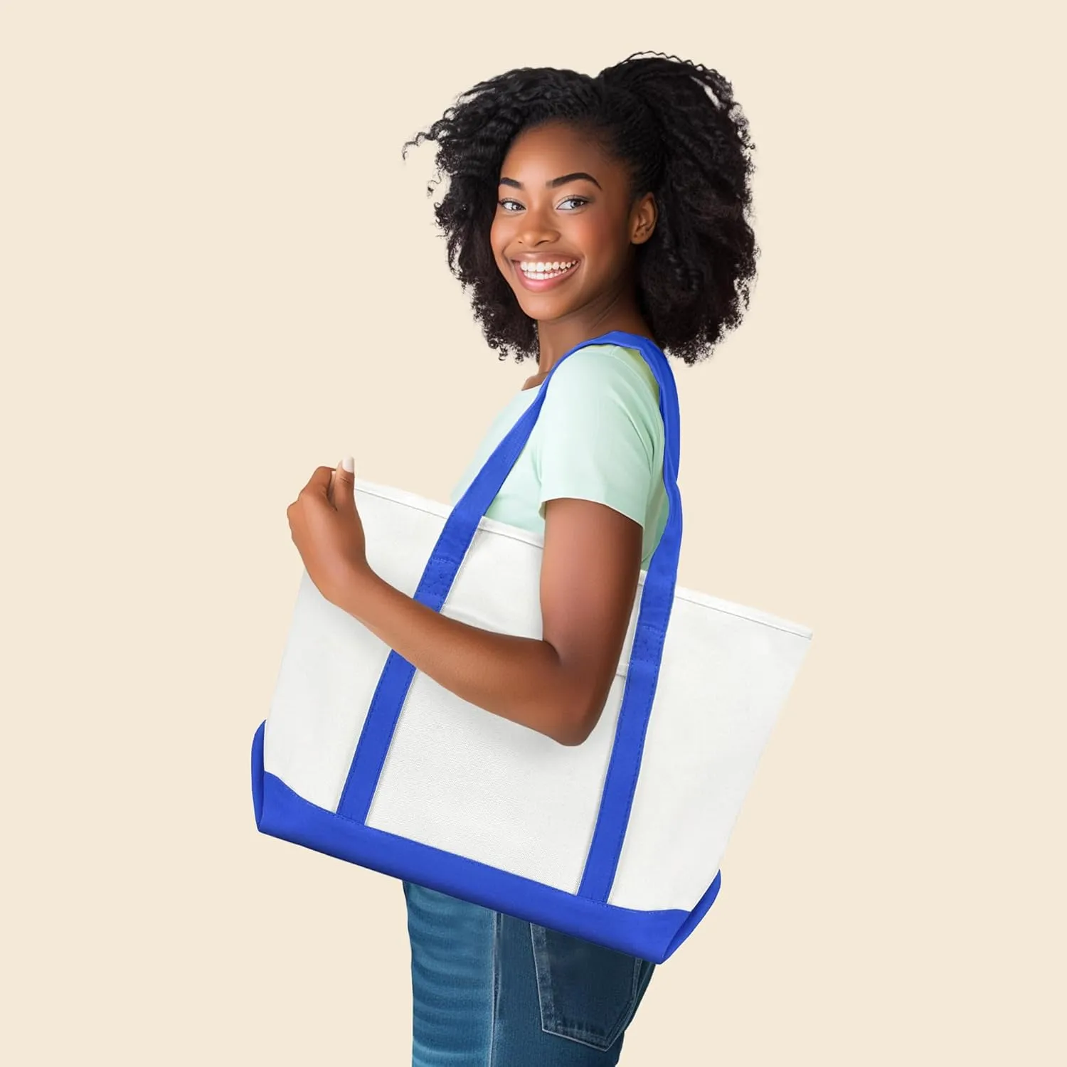 DALIX 23" Premium 24 oz. Cotton Canvas Shopping Tote Bag