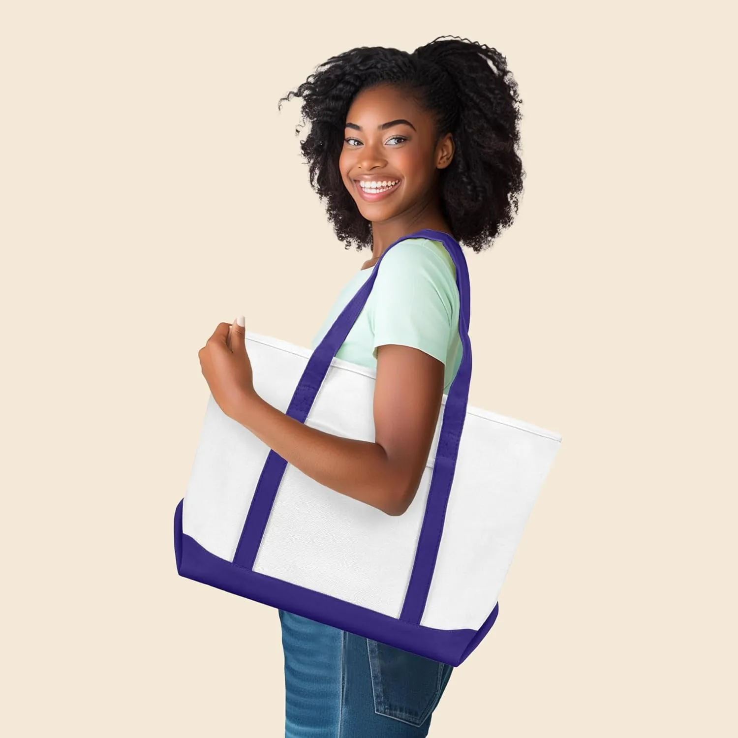 DALIX 23" Premium 24 oz. Cotton Canvas Shopping Tote Bag