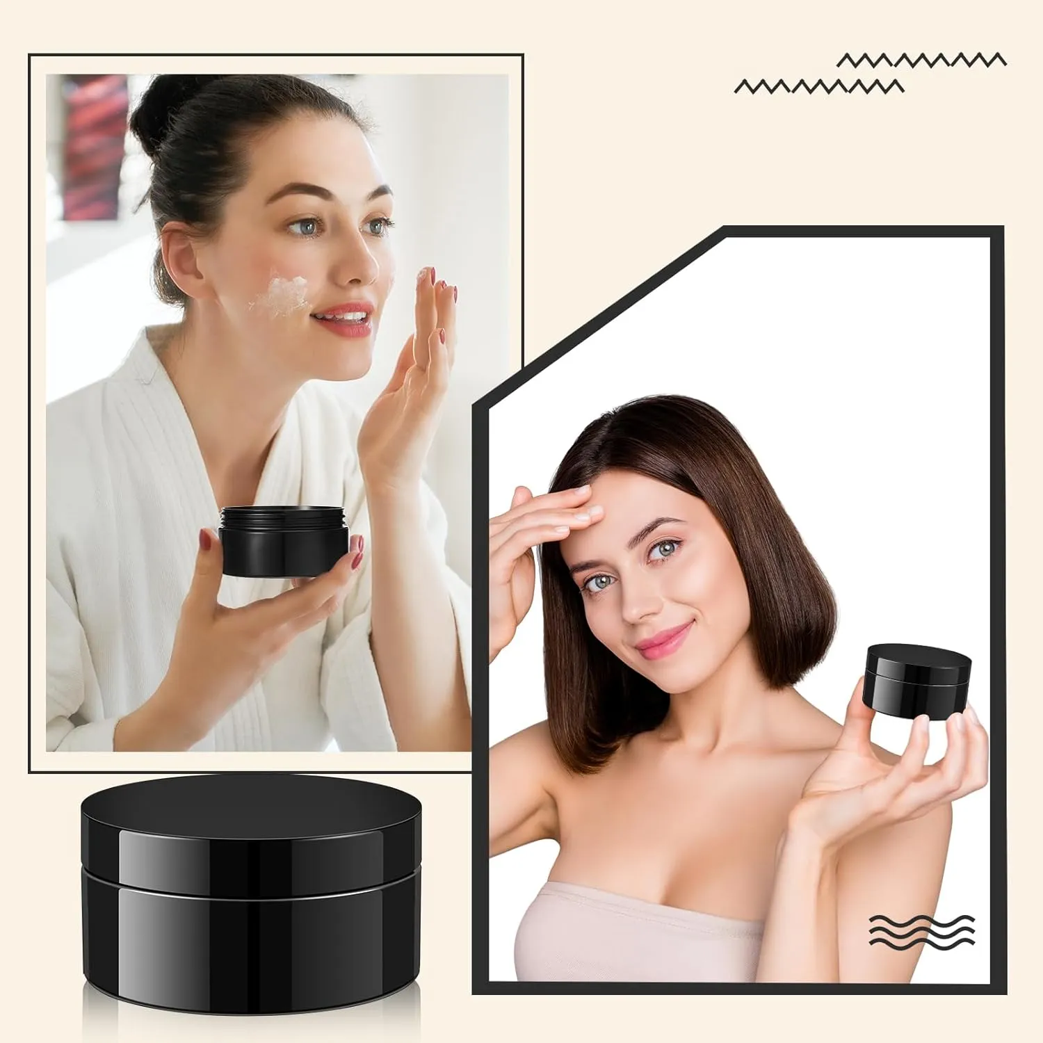 Dandat 24 Pcs 4 oz Plastic Jars with Lid and Label PET Cosmetic Containers Leak Proof Empty Cosmetic Jars Refillable Storage Travel Containers for Lotion Cream Gel Powder (Black)