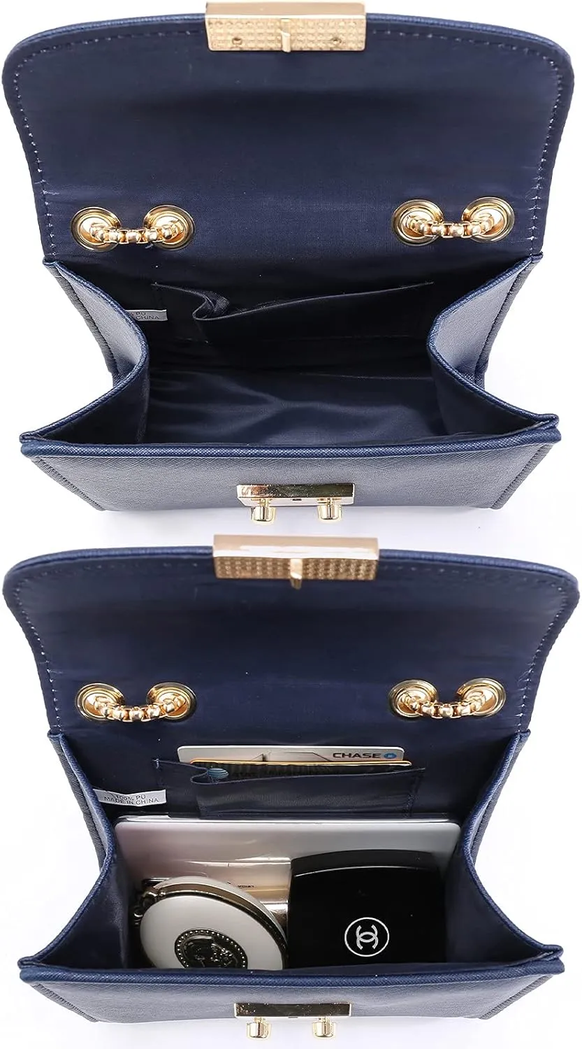 Dasein Women Small Crossbody Bag Designer Evening Bag Clutch Purse Handbag for Wedding/Prom/Party with Double Chain Strap