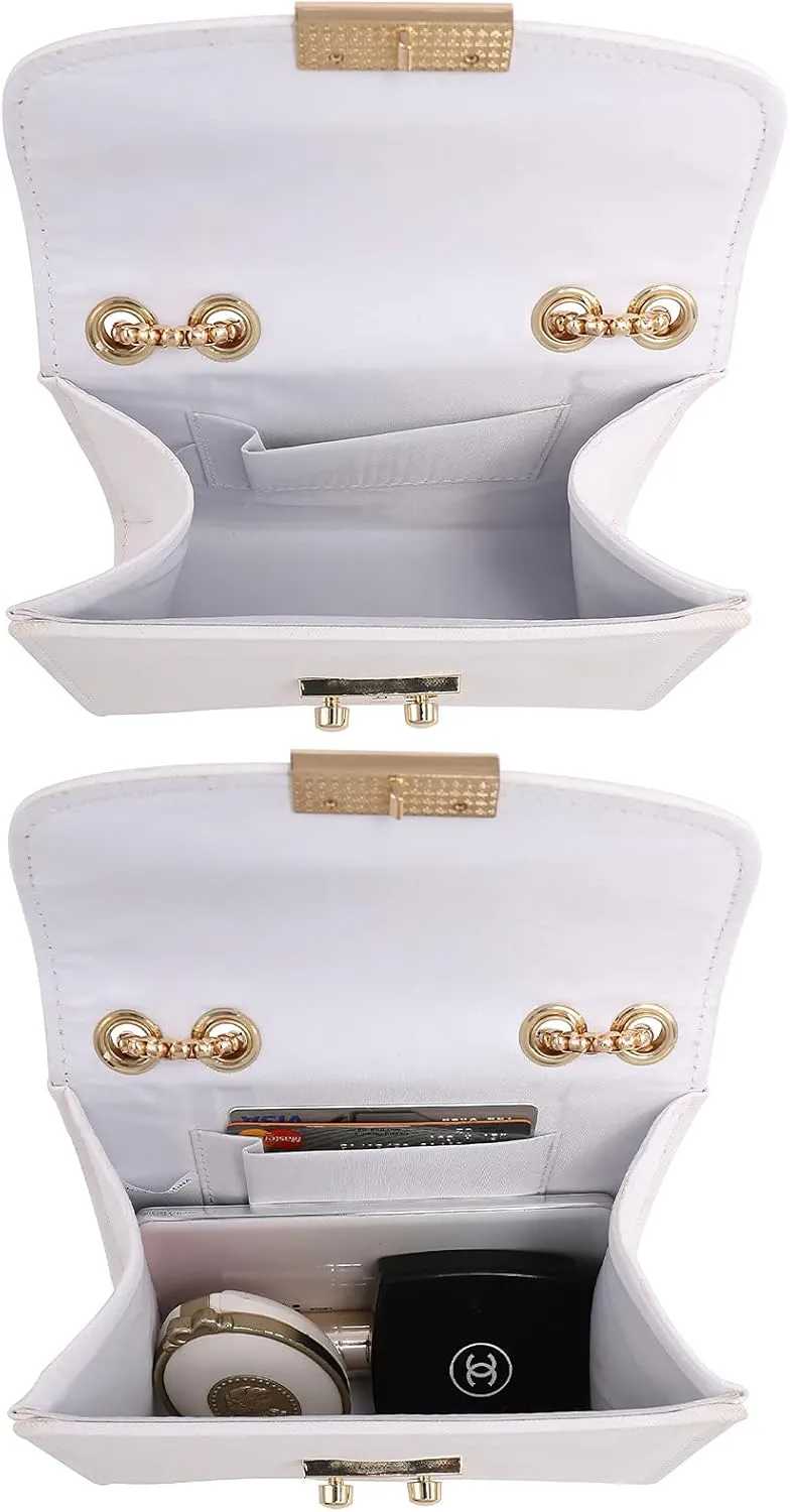Dasein Women Small Crossbody Bag Designer Evening Bag Clutch Purse Handbag for Wedding/Prom/Party with Double Chain Strap