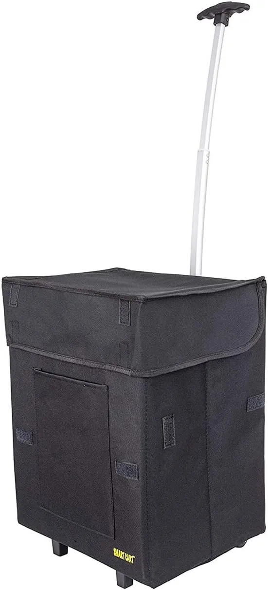 dbest products Bigger Smart Cart, Black Collapsible Rolling Utility Cart Basket Grocery Shopping Teacher Hobby Craft Art