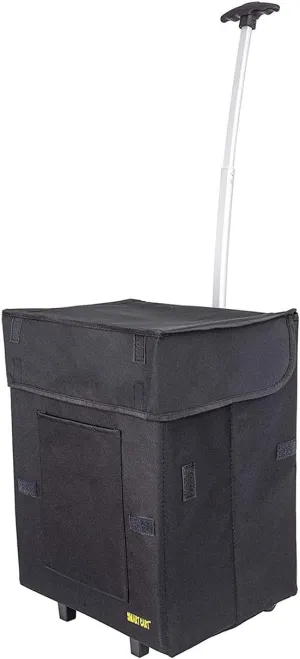 dbest products Bigger Smart Cart, Black Collapsible Rolling Utility Cart Basket Grocery Shopping Teacher Hobby Craft Art
