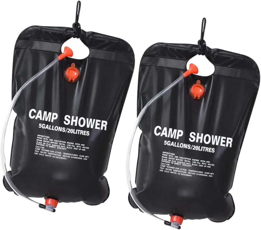 DECHOUS 2Pcs Portable Solar Shower Bag Camping Shower with Leak Design Ultra Lightweight Space Saving for Outdoor Adventures Travel