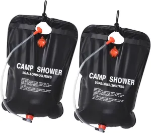 DECHOUS 2Pcs Portable Solar Shower Bag Camping Shower with Leak Design Ultra Lightweight Space Saving for Outdoor Adventures Travel