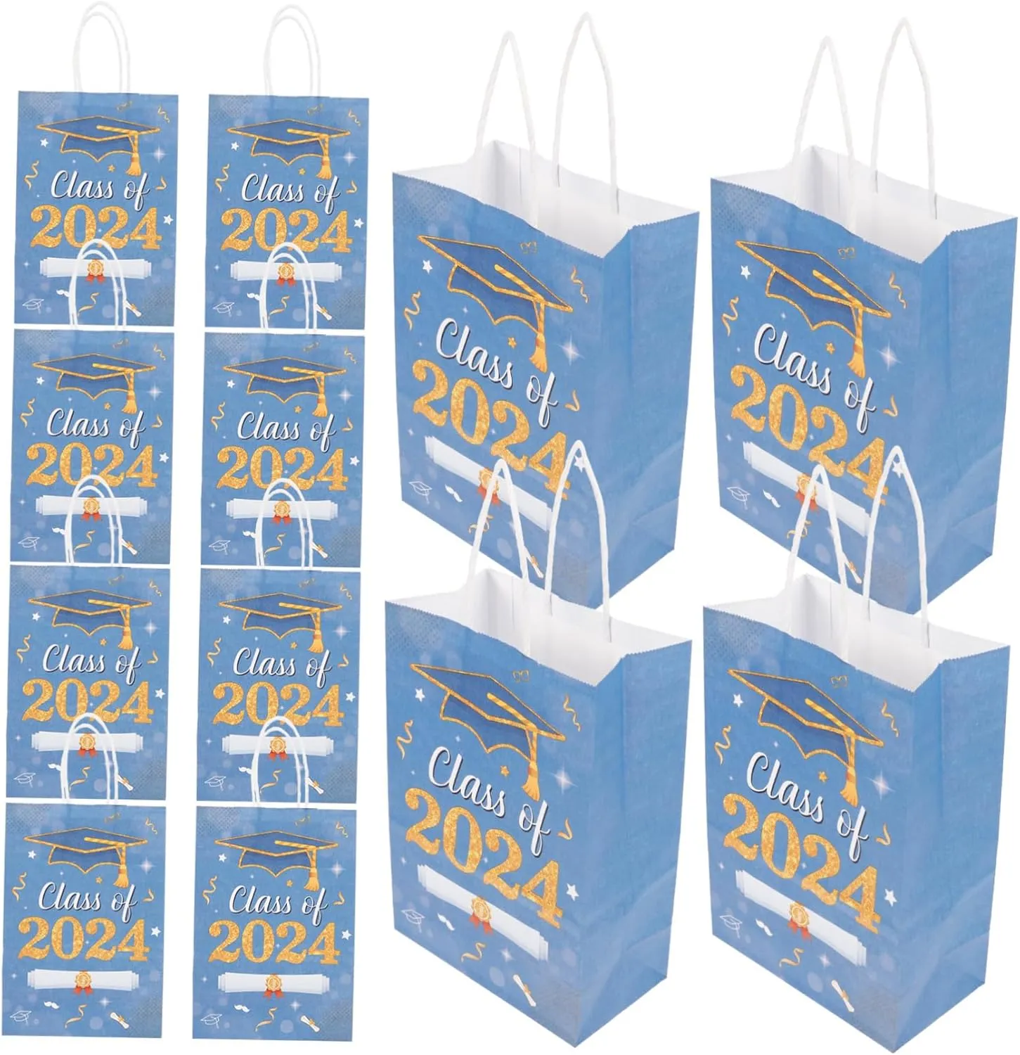 Decor 48 Pcs Graduation Handbag Tote Bags Bags Bag Large Candy Packing Bags Party Favors Bags Graduation Hand Bags Containers Graduate Shopping Paper Handheld(Bluex4pcs)