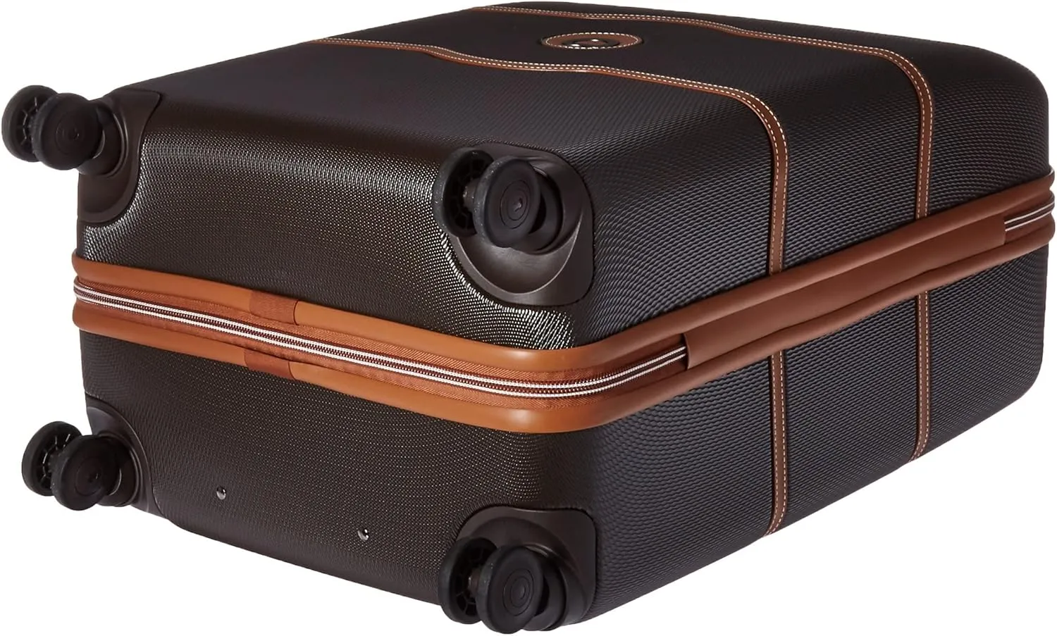 DELSEY PARIS Chatelet Hard  Hardside Luggage with Spinner Wheels, Chocolate Brown, Checked-Medium 24 Inch