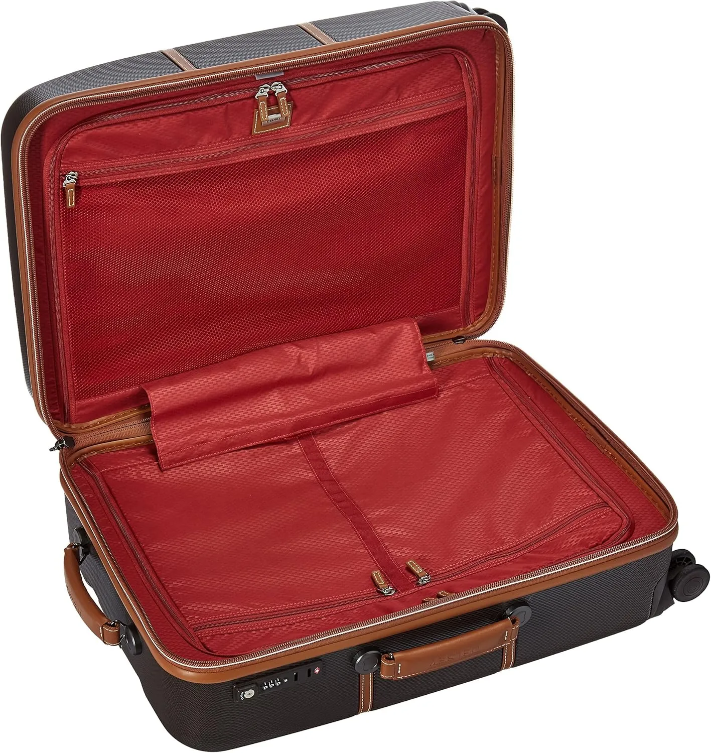 DELSEY PARIS Chatelet Hard  Hardside Luggage with Spinner Wheels, Chocolate Brown, Checked-Medium 24 Inch