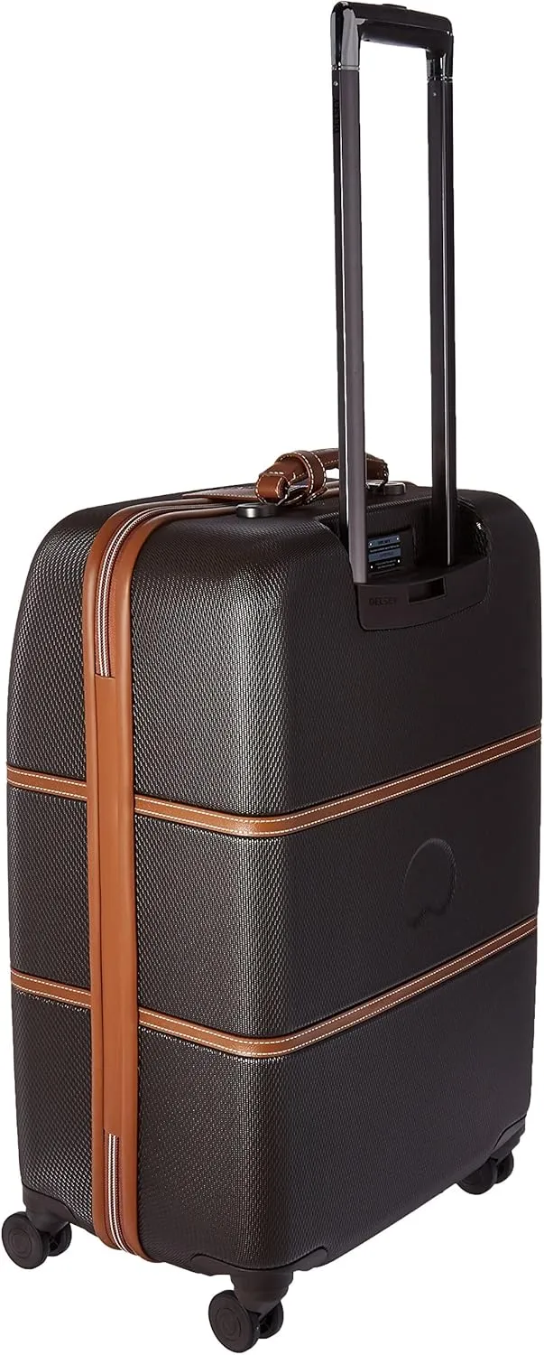 DELSEY PARIS Chatelet Hard  Hardside Luggage with Spinner Wheels, Chocolate Brown, Checked-Medium 24 Inch