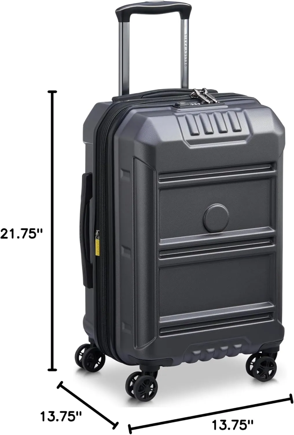 DELSEY PARIS Rempart Hardside Expandable Luggage with Spinner Wheels, Anthracite, Carry-On 19 Inch