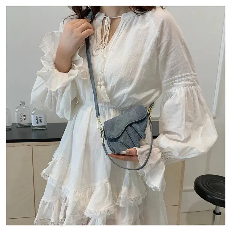 Denim Pattern Shoulder Saddle Bags
