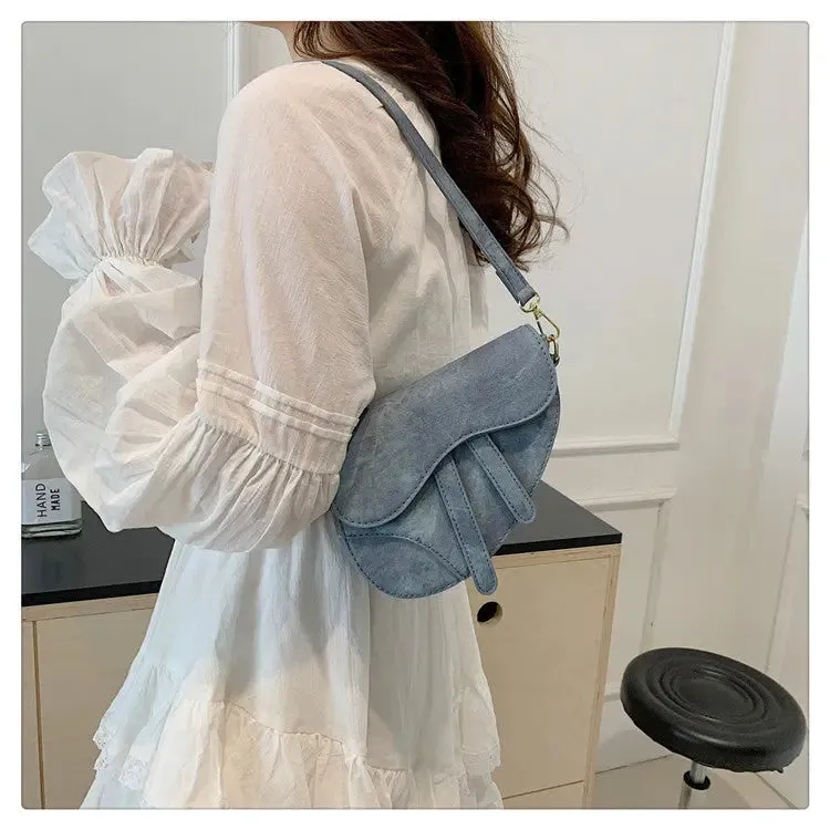 Denim Pattern Shoulder Saddle Bags