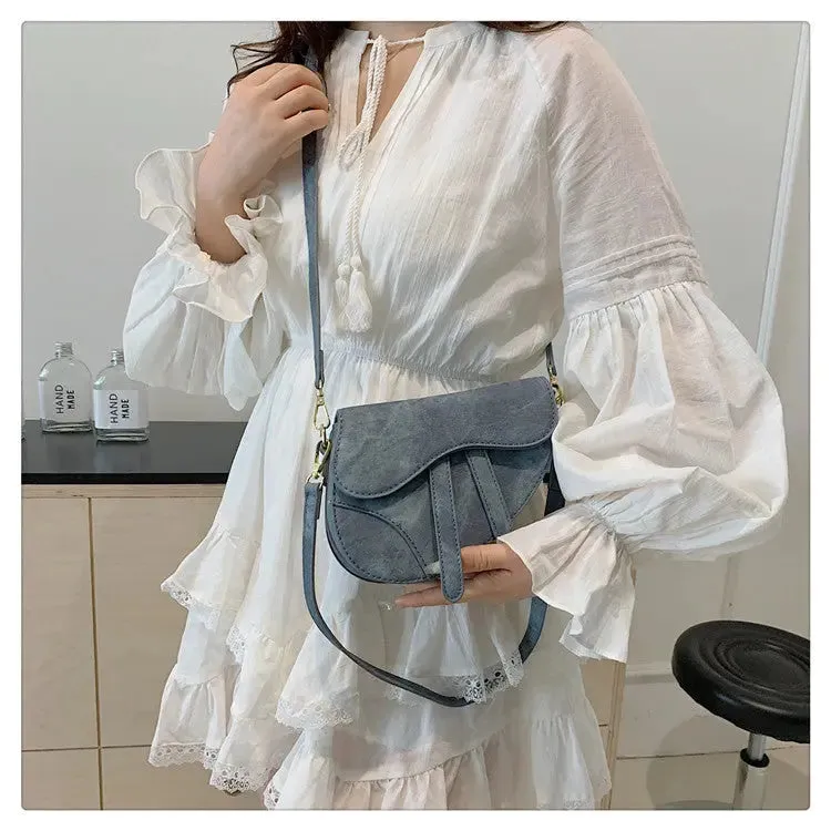 Denim Pattern Shoulder Saddle Bags