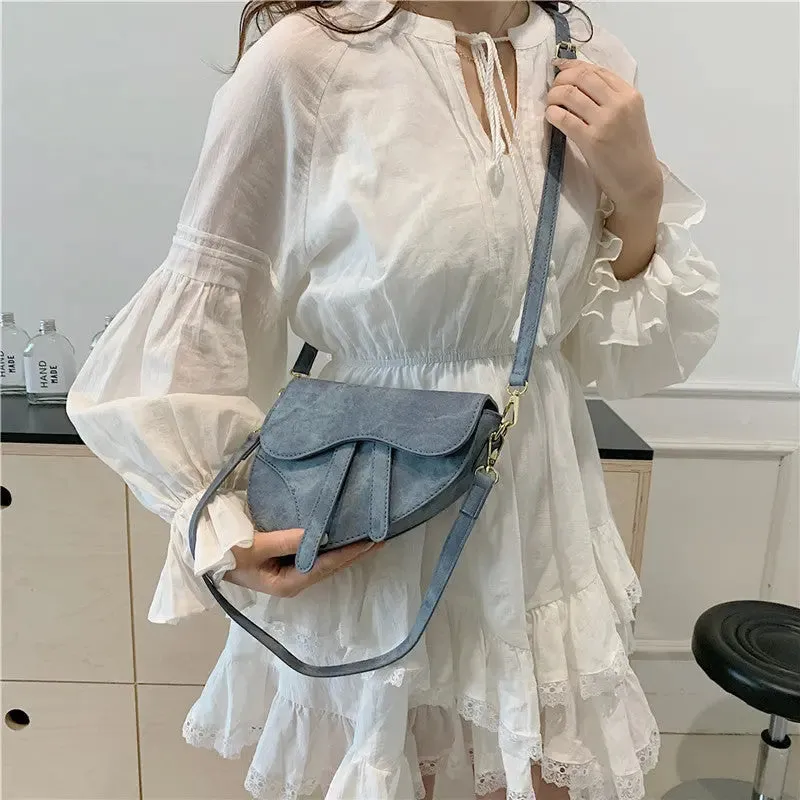 Denim Pattern Shoulder Saddle Bags