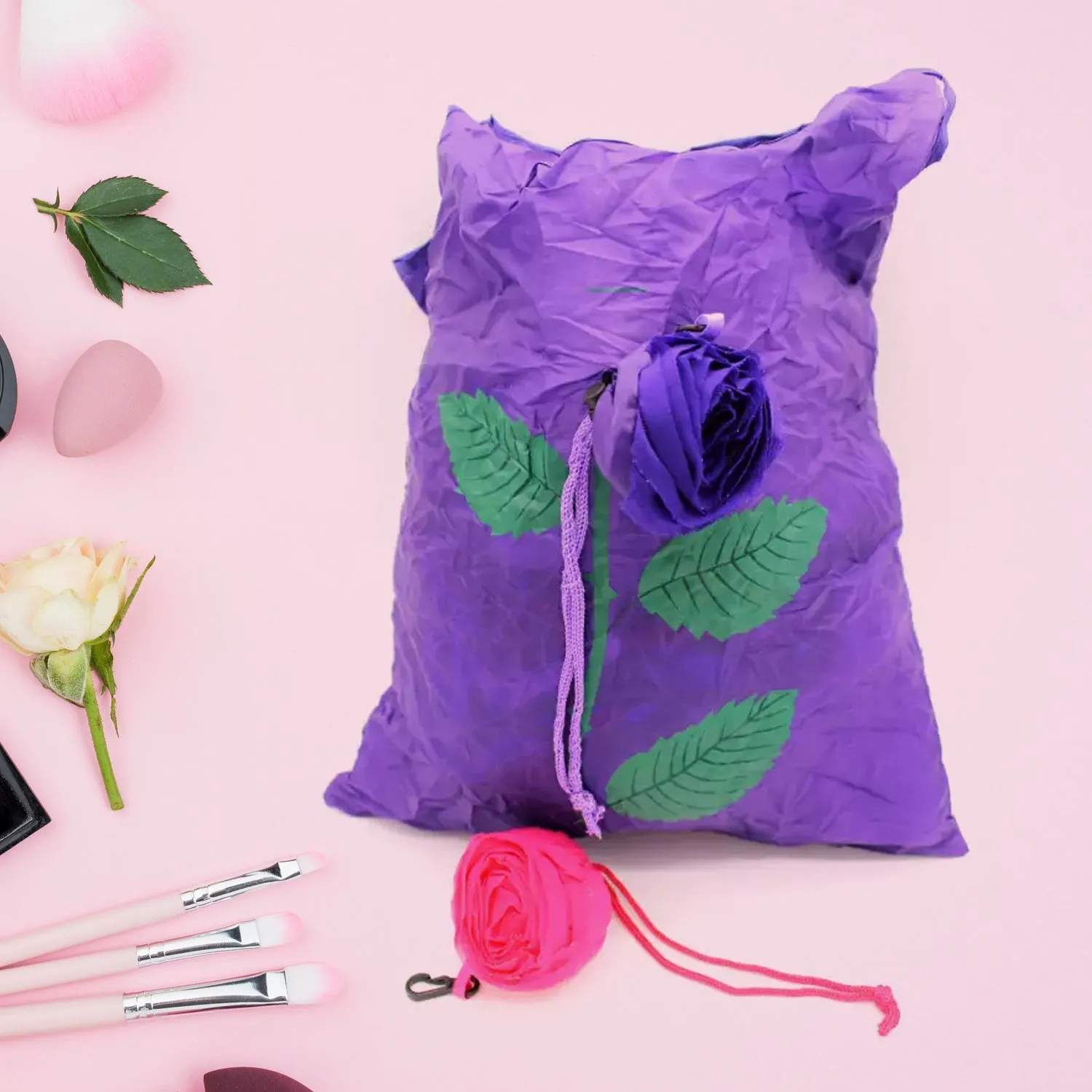 Design): Eco-Friendly Reusable, (1 Pc) Super sale Bag Now or never (Rose Nylon Foldable Shopping