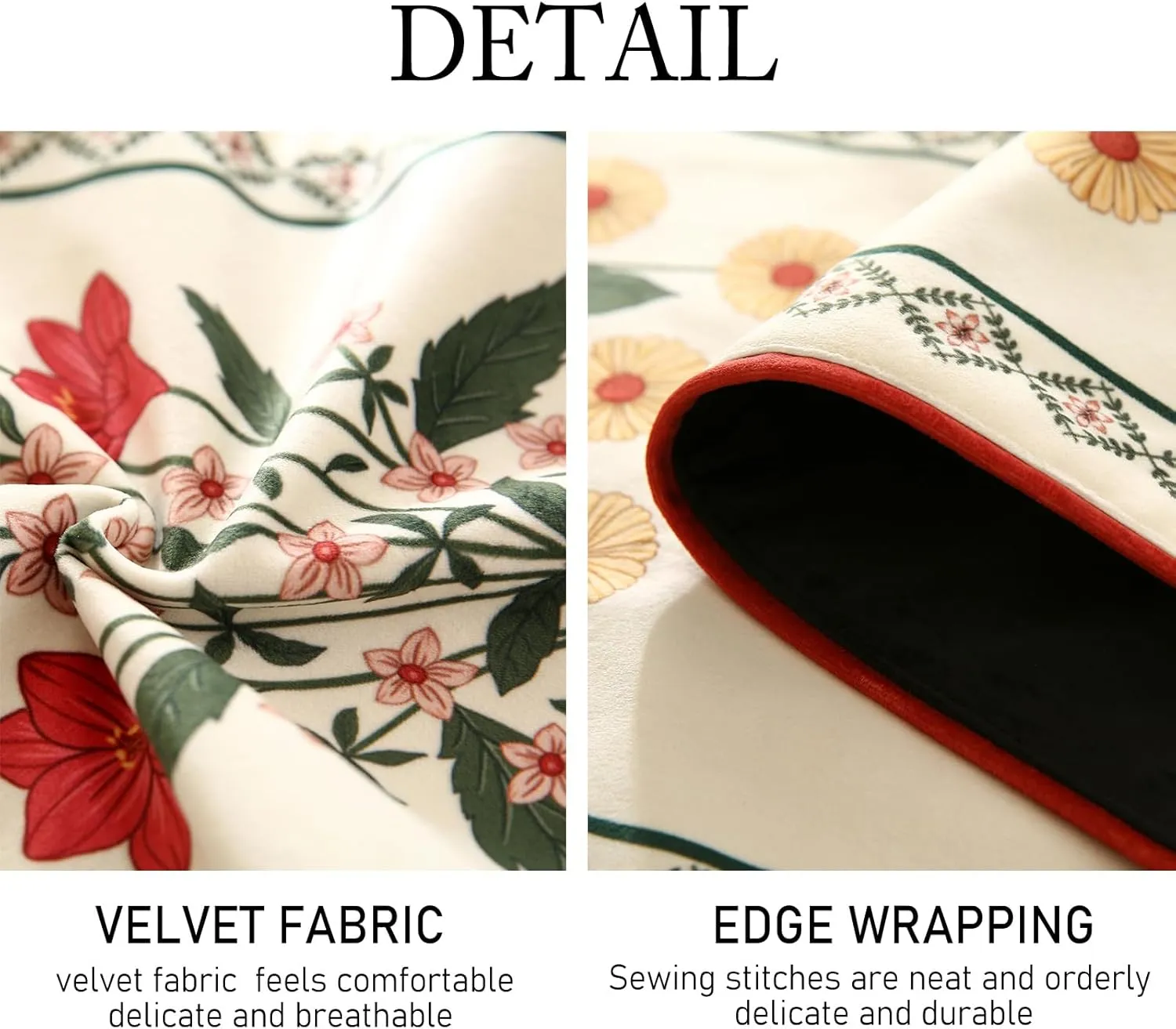 Designer Luxury Velvet Table Runner 87 Inches, Farmhouse Floral Pattern Rustic Decor Table Runners for Dining Tables,Decoration for Thanksgiving,Parties,Christmas,Banquet,New Year,12"x87"