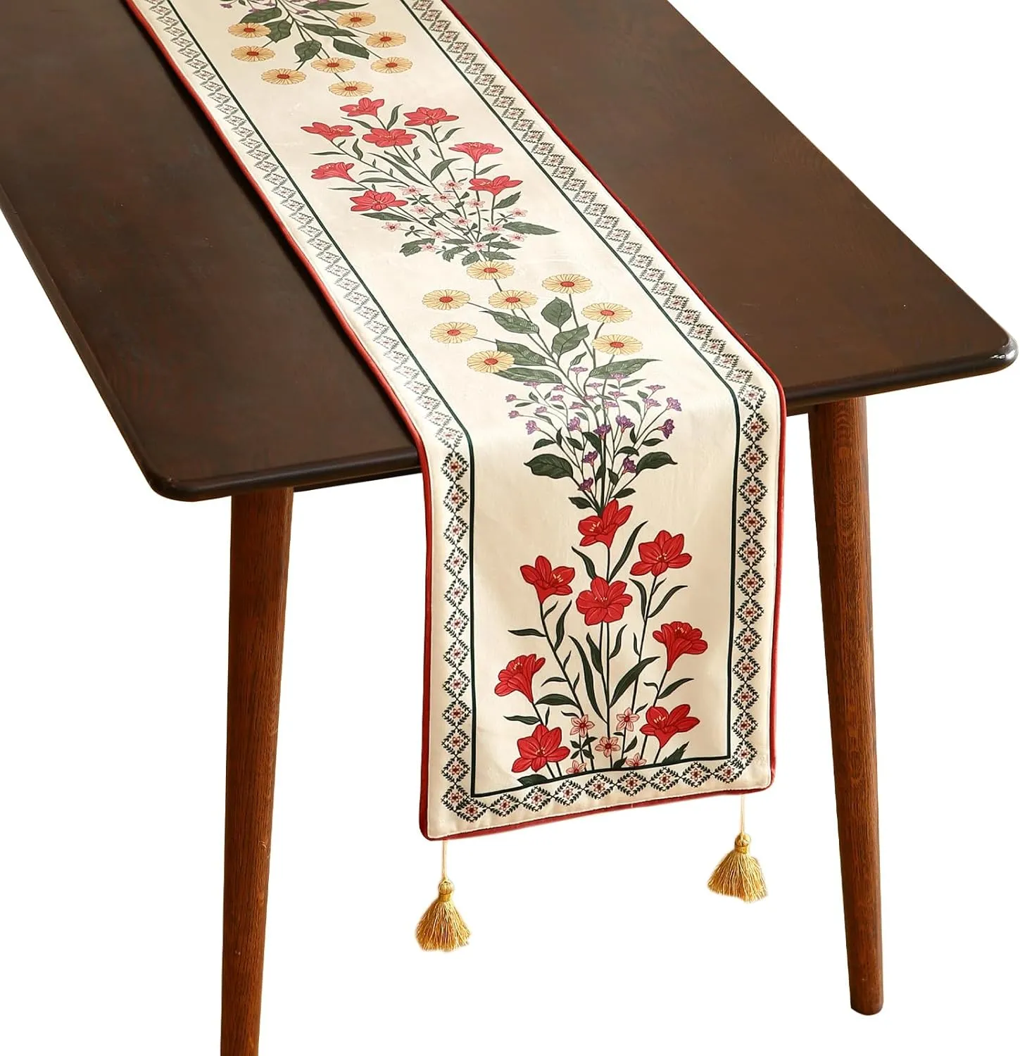 Designer Luxury Velvet Table Runner 87 Inches, Farmhouse Floral Pattern Rustic Decor Table Runners for Dining Tables,Decoration for Thanksgiving,Parties,Christmas,Banquet,New Year,12"x87"