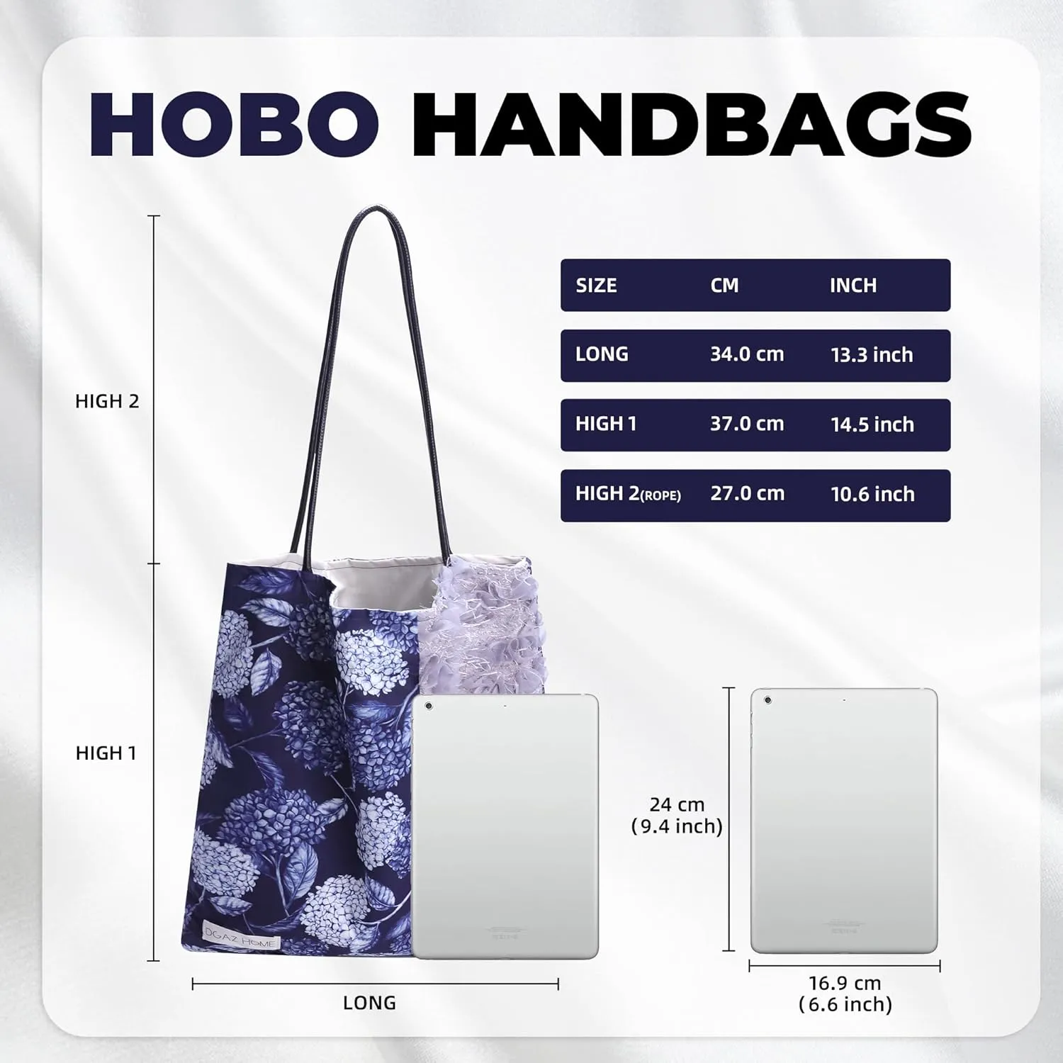 DGAZ Designer Hobo Bags for Women, Large Shoulder Bags, Luxury Tote Bag with Zipper