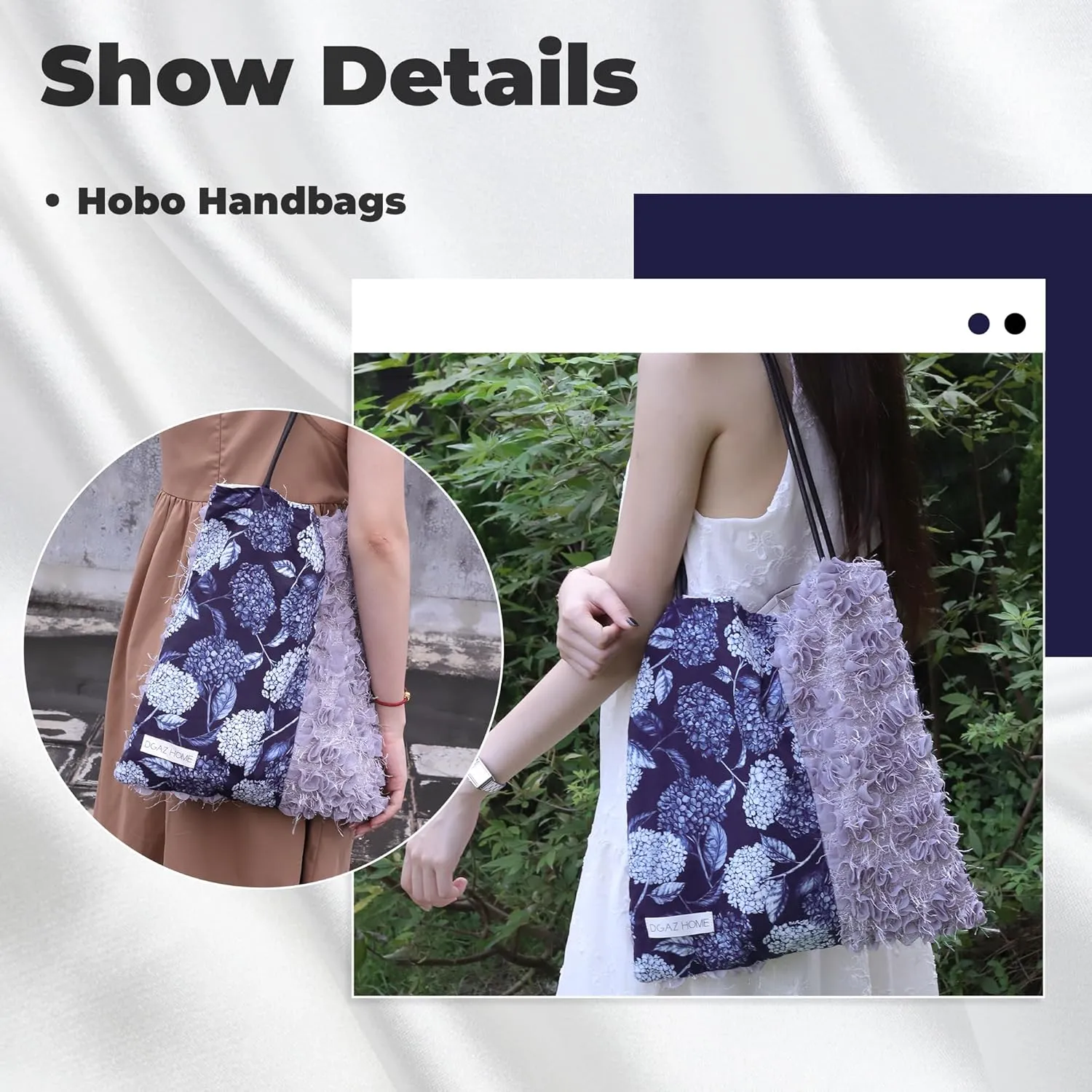 DGAZ Designer Hobo Bags for Women, Large Shoulder Bags, Luxury Tote Bag with Zipper
